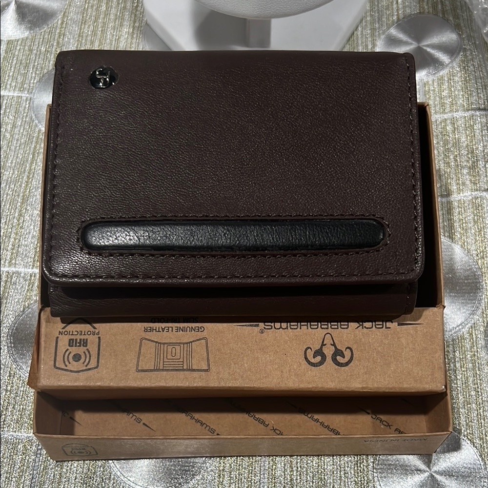361.‎ Jack Abrahams Genuine Brown Leather Wallet with Black Accent
